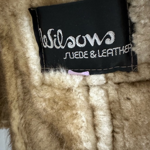 Tan Shearling Suede Coat with Fur Trim - Picture 6 of 7